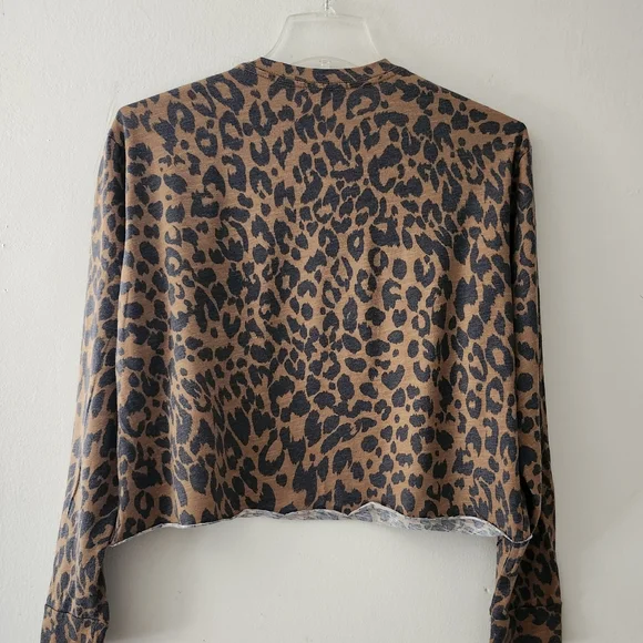 Zutter Vintage Long Sleeve Animal Print "Blondie" Cropped T-shirt Size:L - Picture 7 of 10